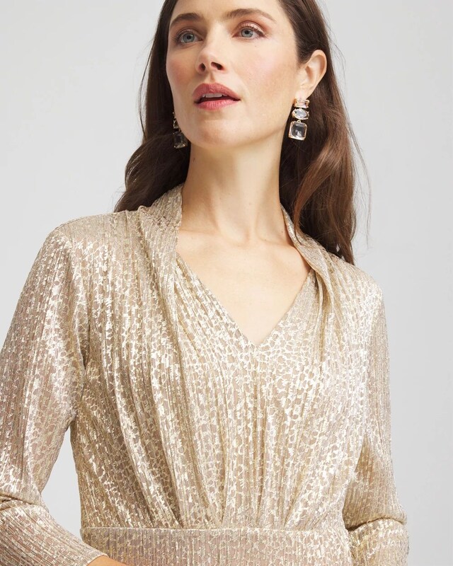 Metallic Knit Pleated Maxi Dress - image 4